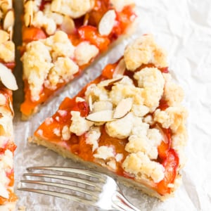 apricot almond tart, sliced.