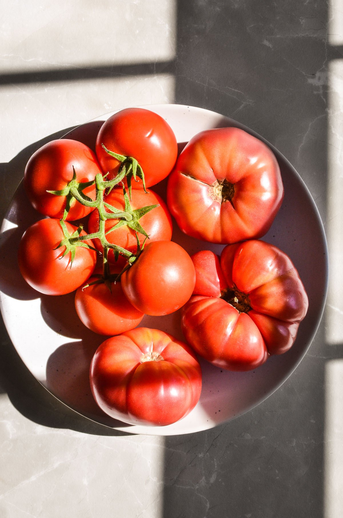 fresh tomatoes in a bowl.