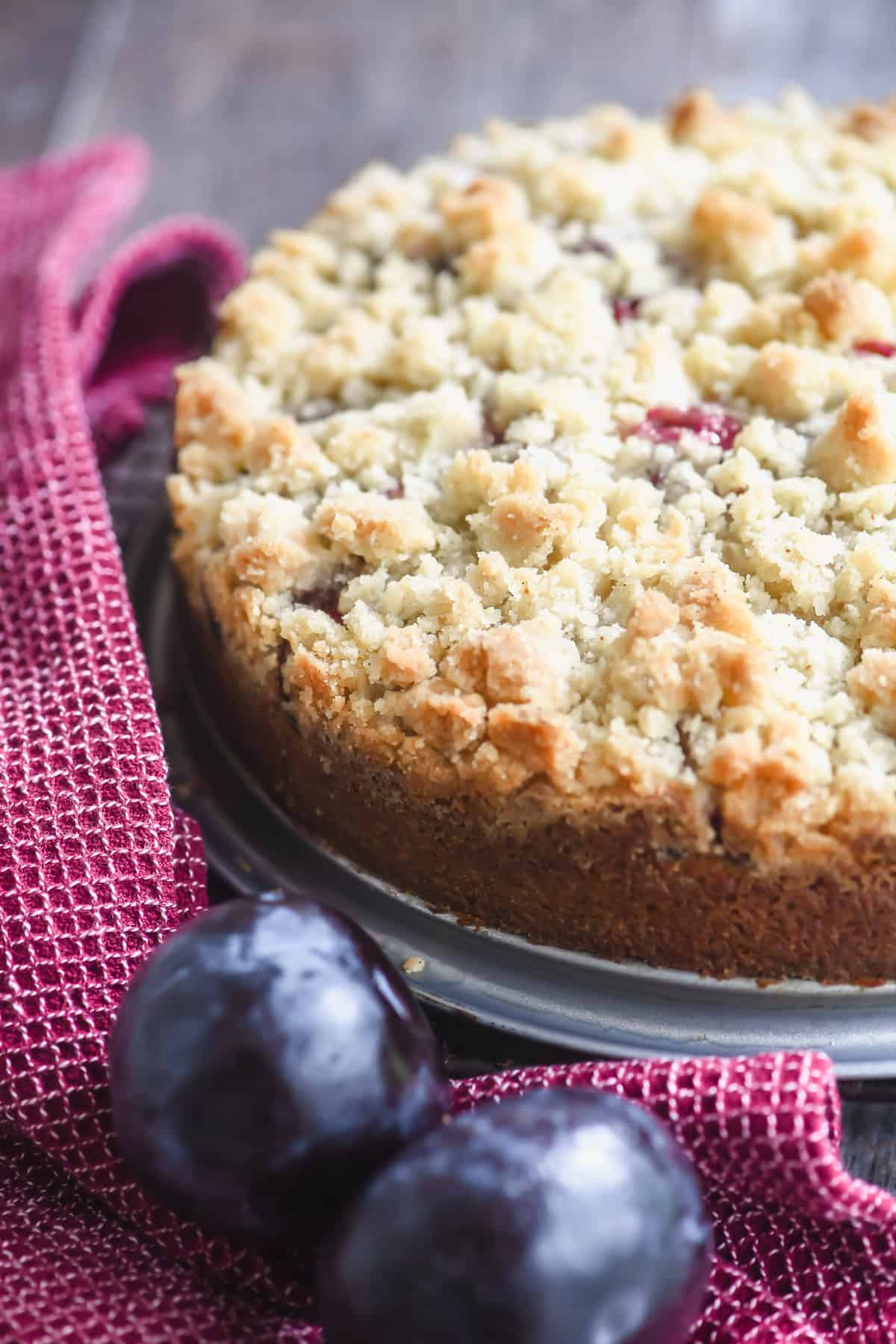 Cardamom plum cake just out of the oven.