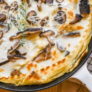 mushroom skillet lasagna with parmesan and fresh thyme