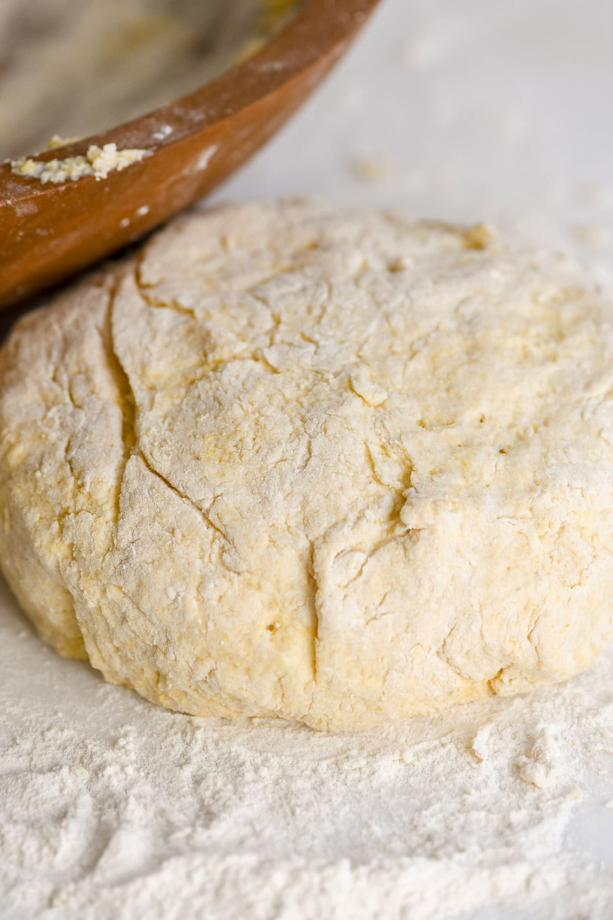 Irish soda bread formed into a loaf.