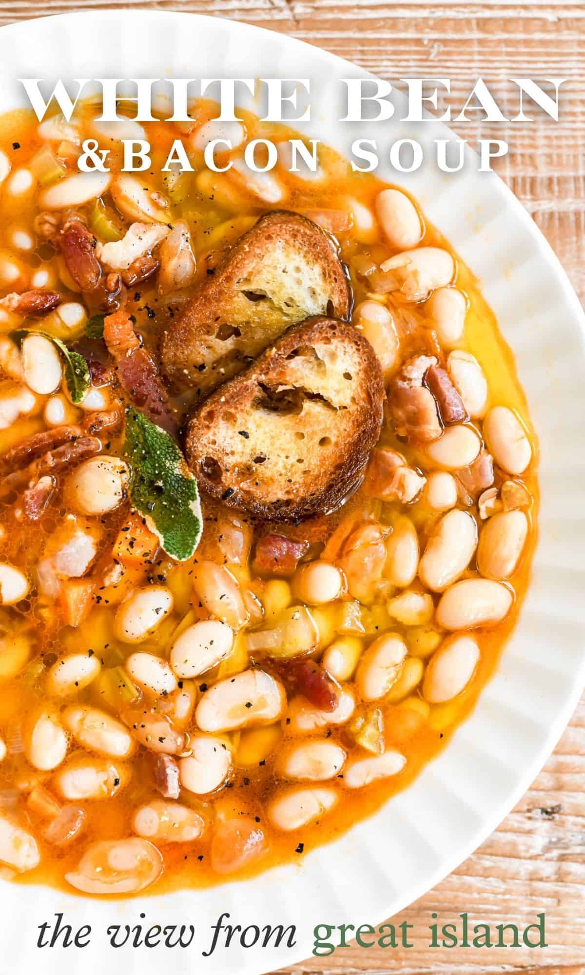 white bean and bacon soup pin.