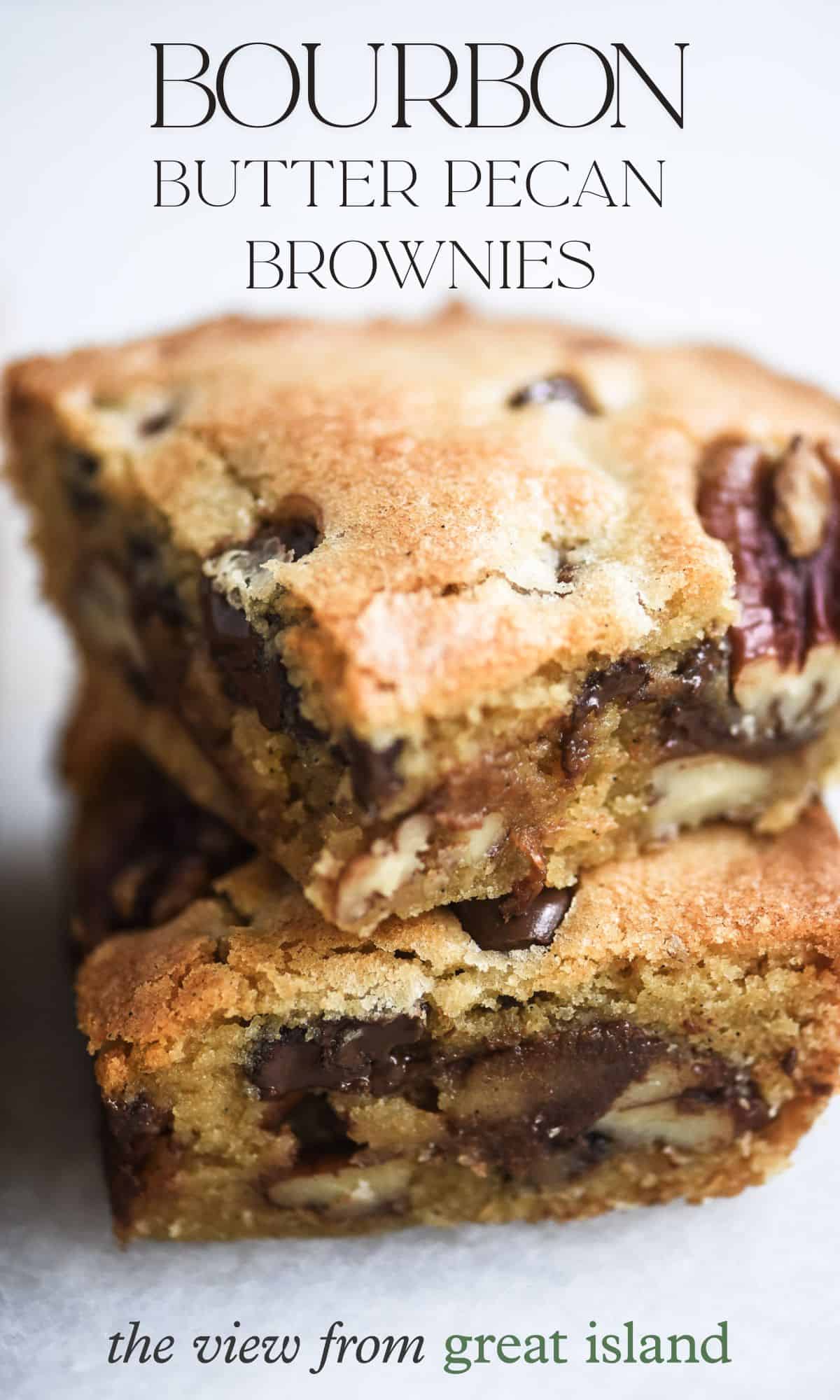 bourbon butter pecan brownies pin