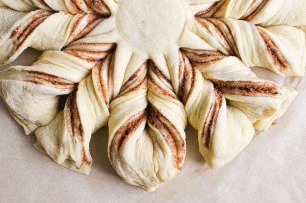 cinnamon star bread ready to bake.