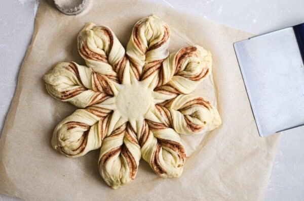 rising cinnamon star bread before baking.