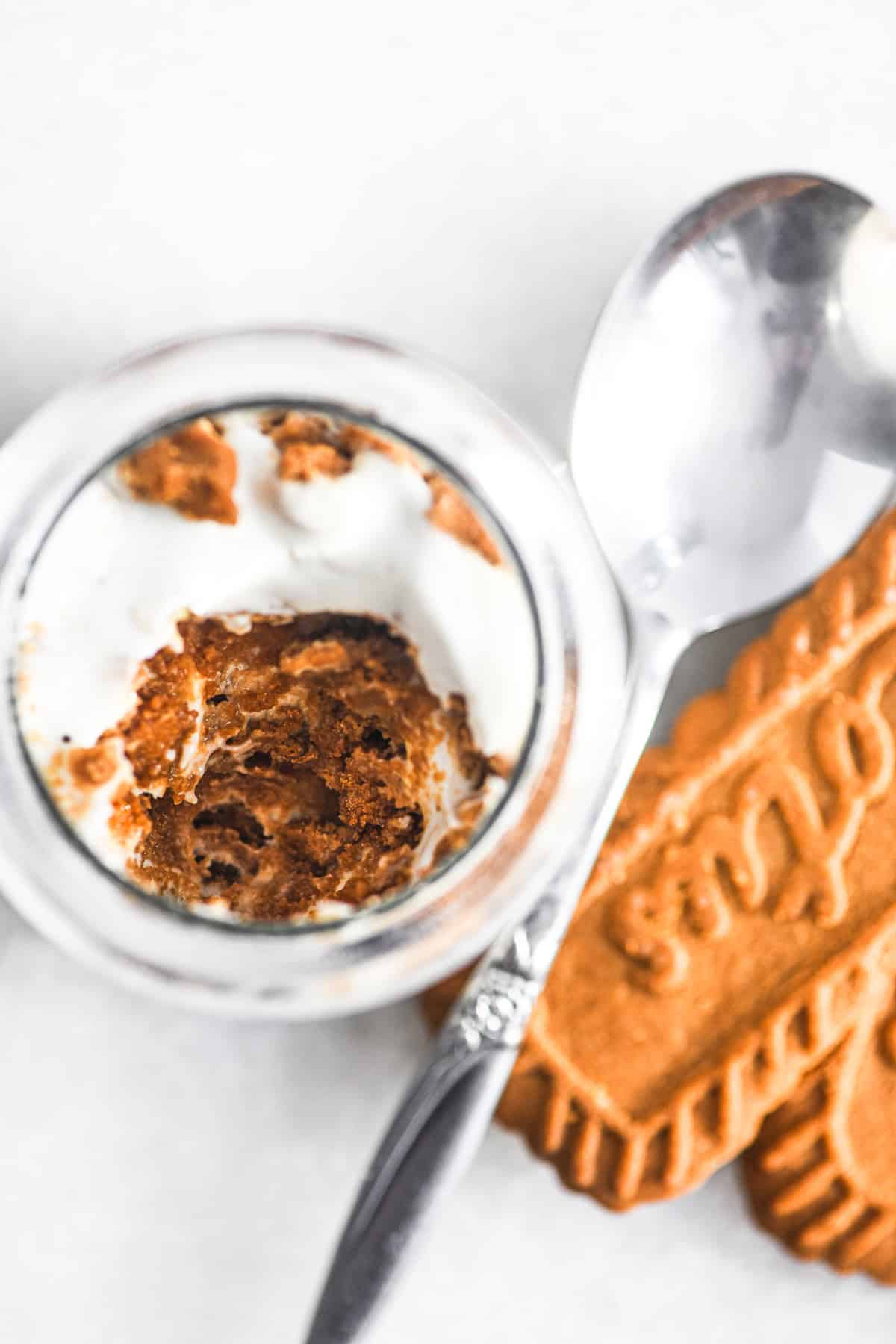 Overhead look at a small pot of 2-ingredient Japanese 'Cheesecake'