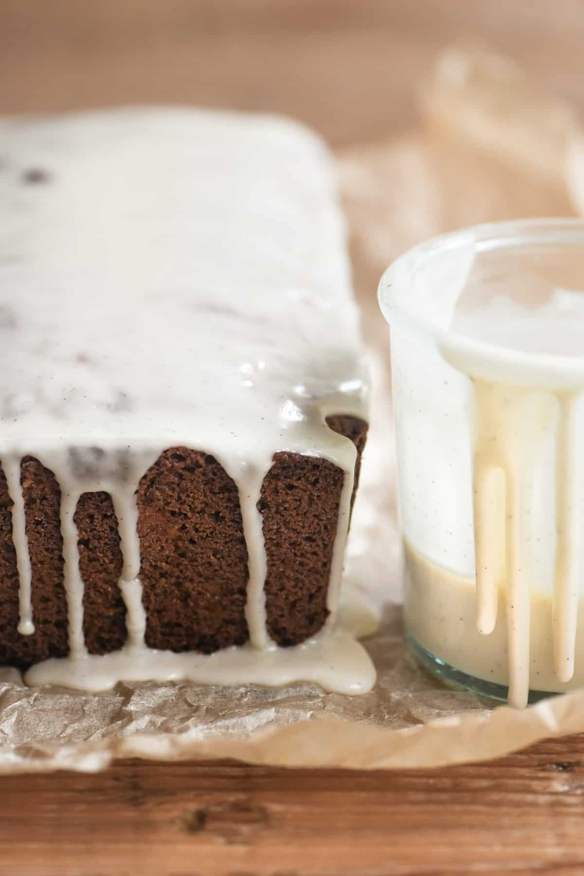 bourbon banana bread being glazed.