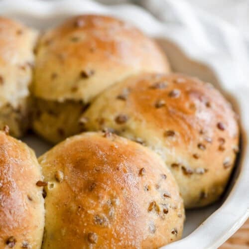 honey wheat berry rolls, just out of the oven.