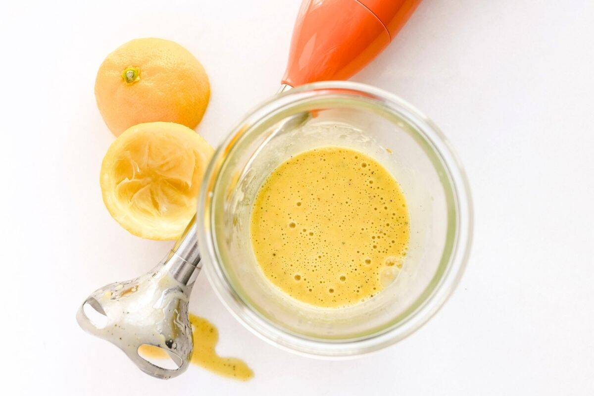 Creamy lemon dressing.