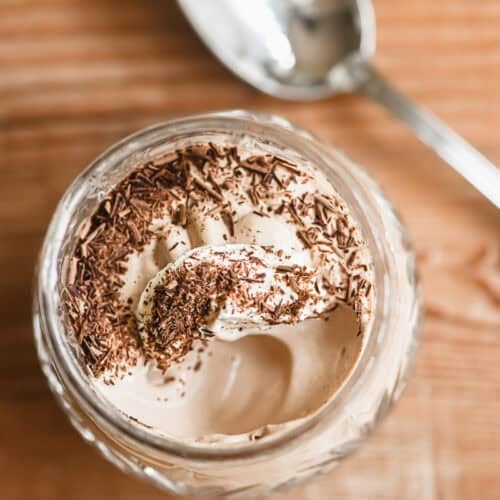 Baileys Irish Cream Mousse in a glass with spoon.