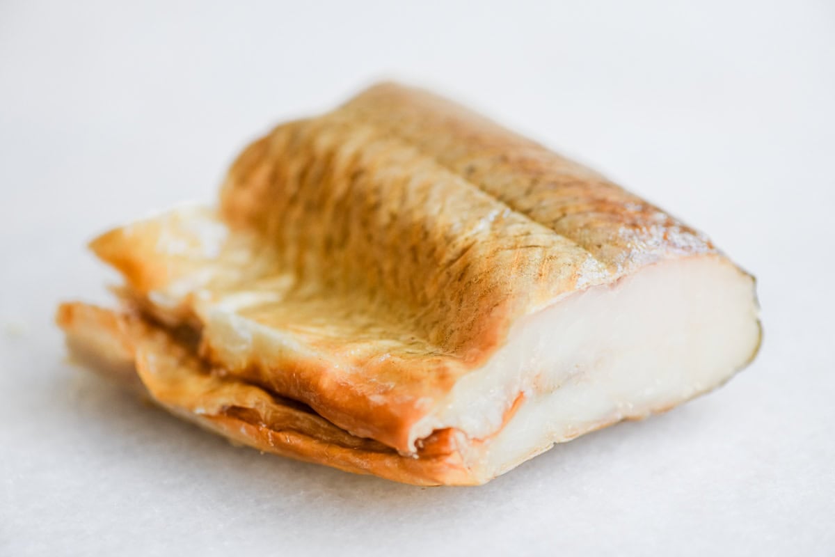 a piece of smoked whitefish.