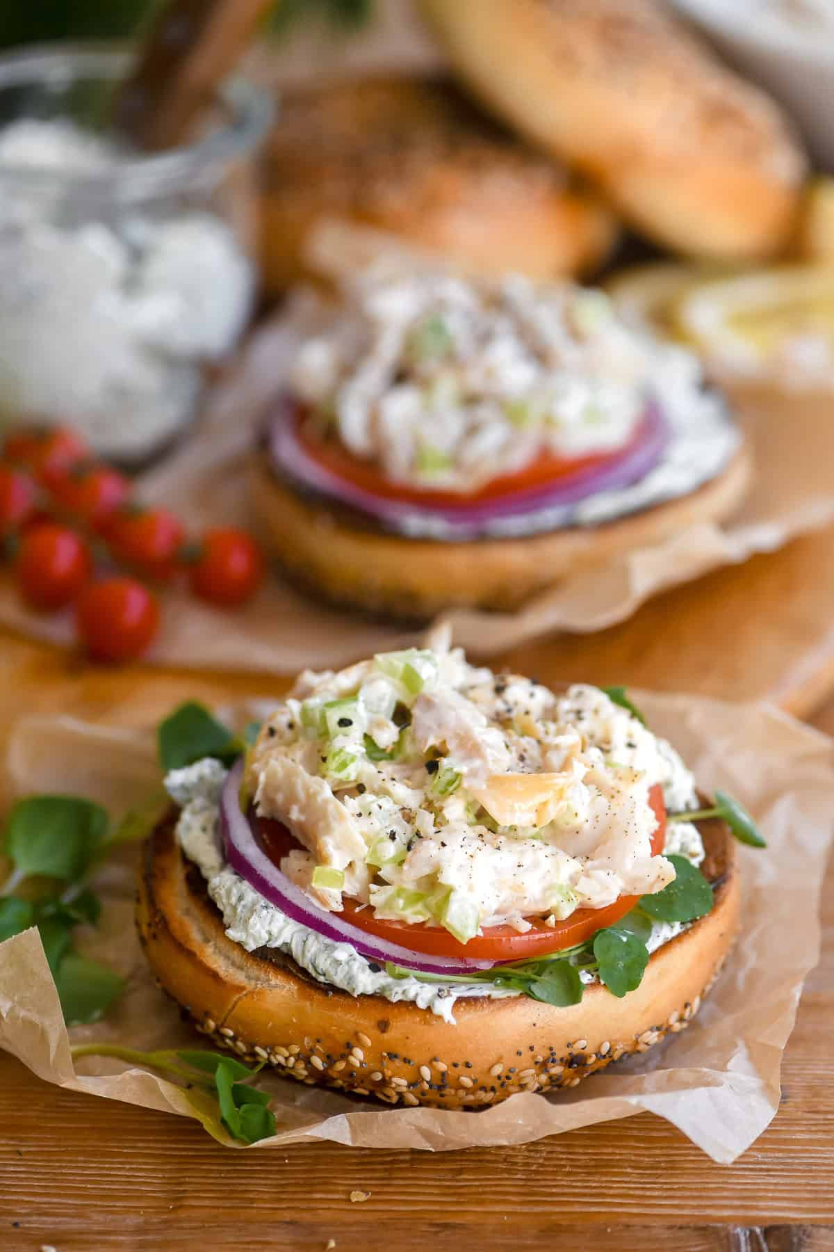 whitefish salad on bagels.
