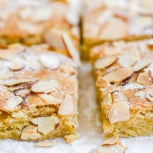 Almond Brownies, with sliced almonds on top.