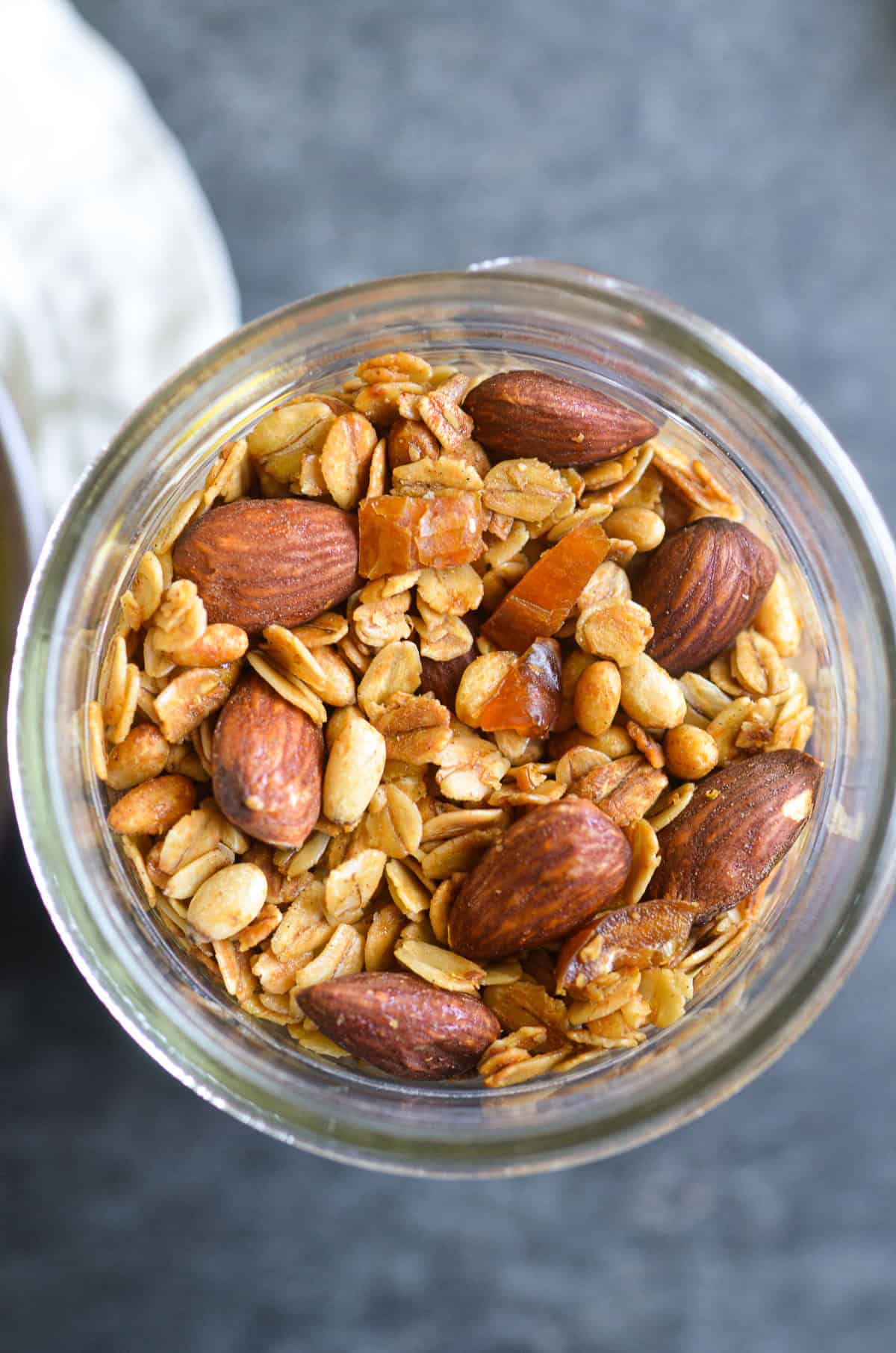 Mediterranean olive oil granola in a jar