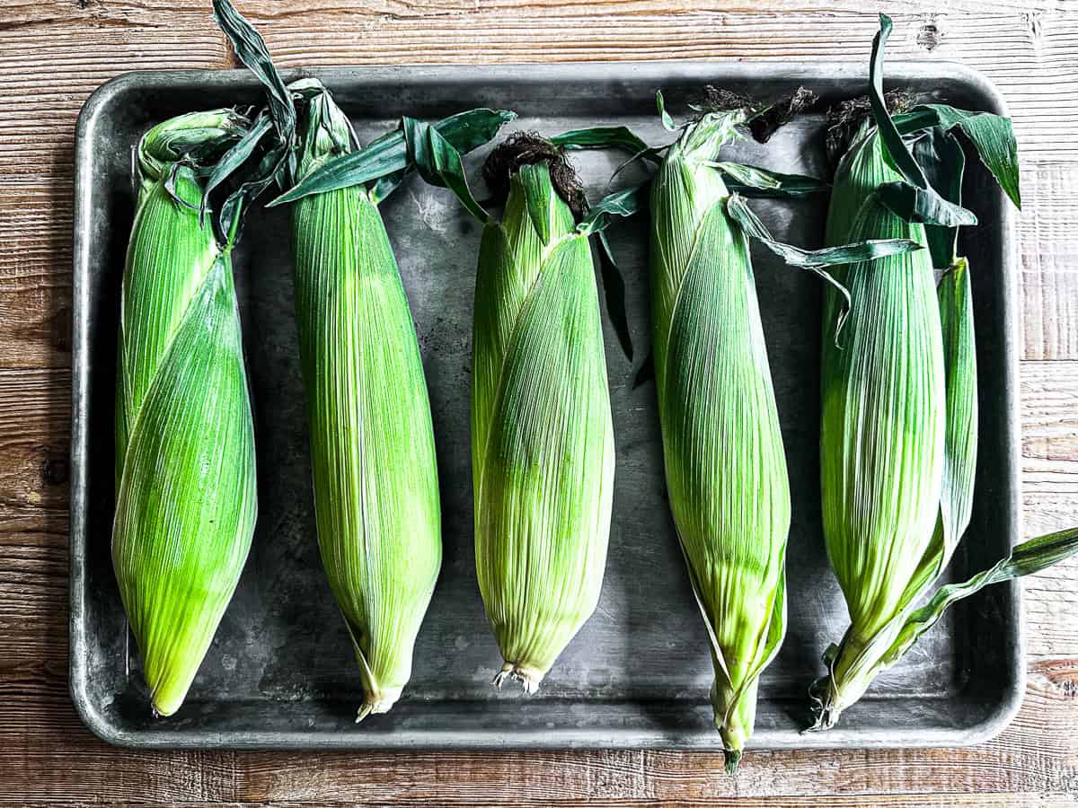 corn on the cob, in husks.