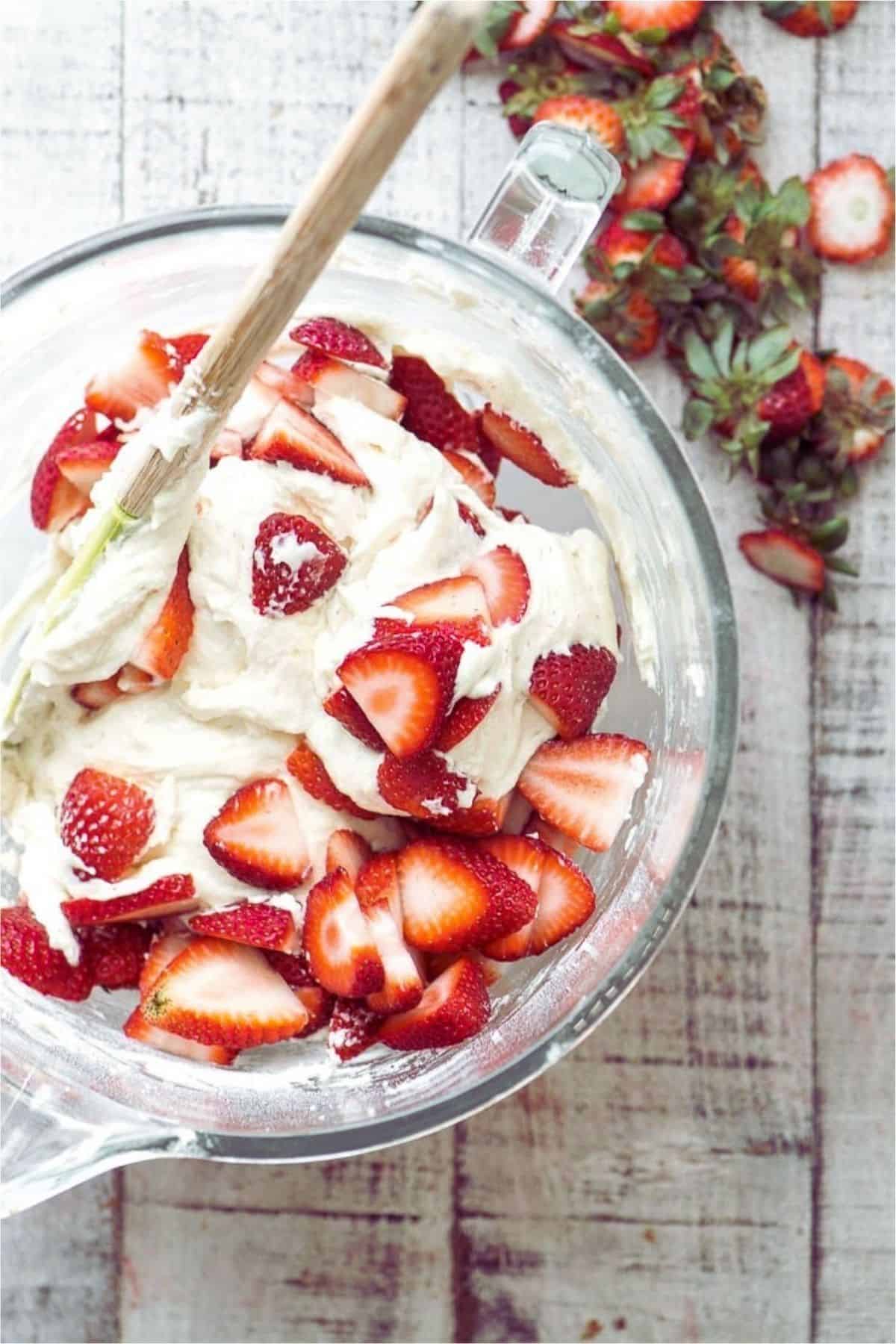 making strawberry buttermilk cake