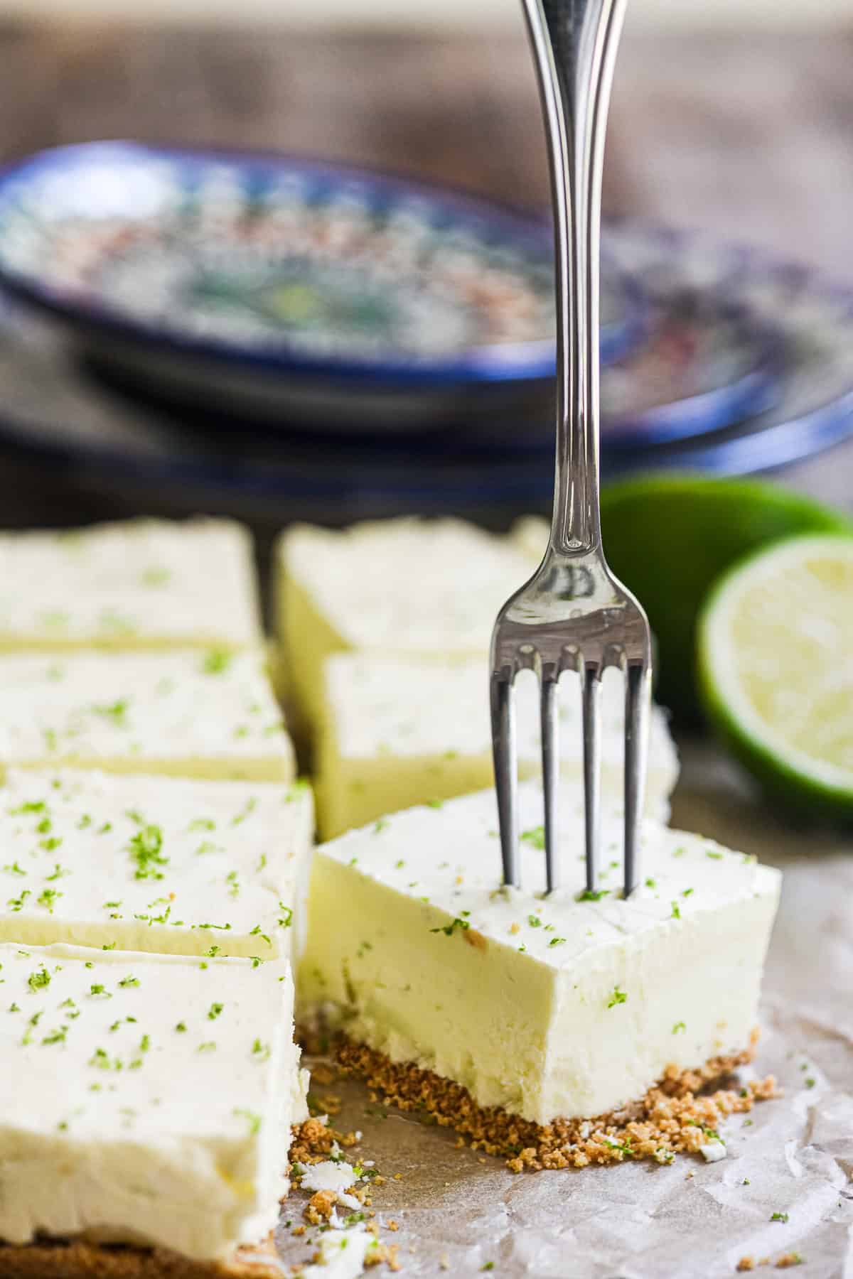 Frozen Limonada Bars,. with fork sticking into a bar,