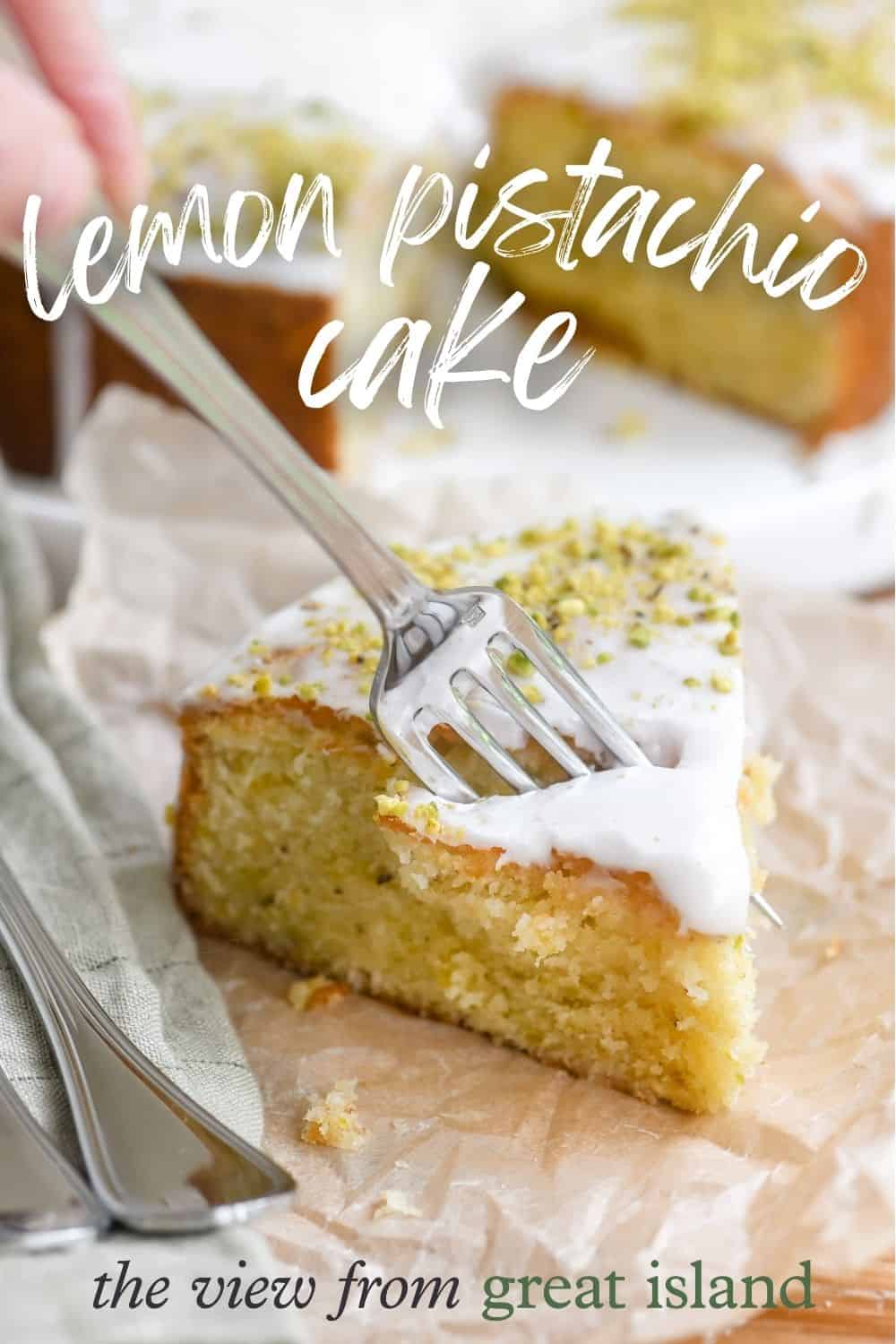 Lemon pistachio cake pin.