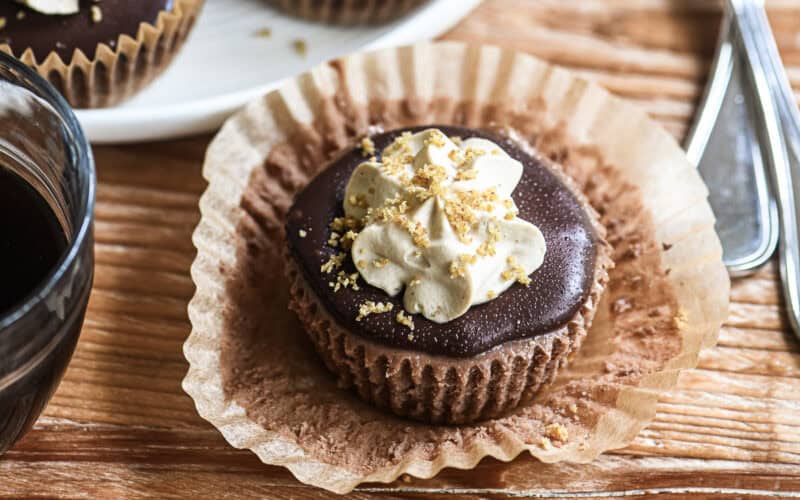 Mini mocha cheesecake dessert. .