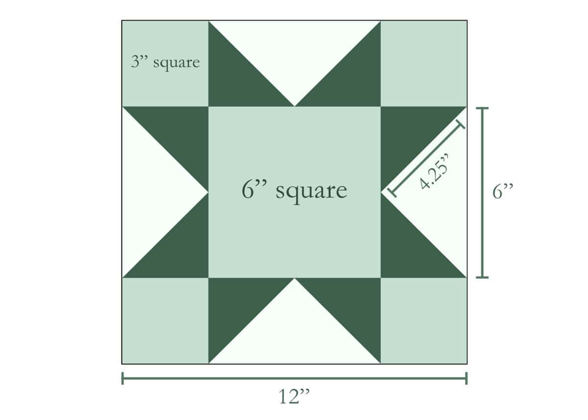 diagram for building a star quilt inspired charcuterie board.