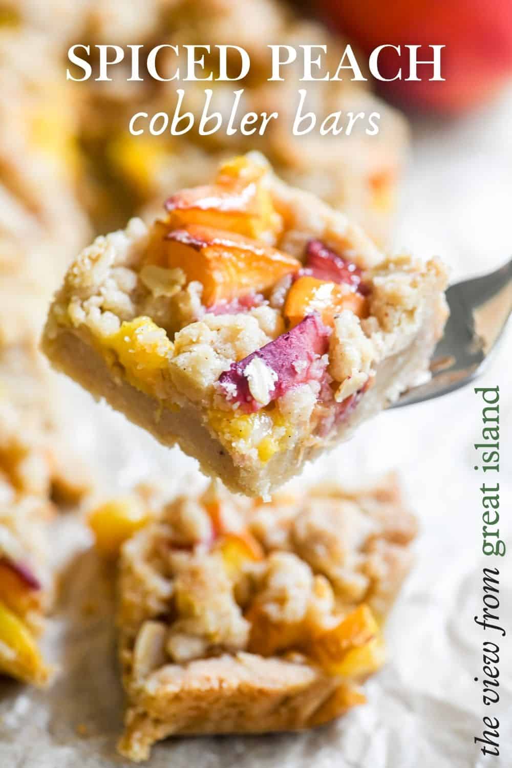 spiced peach cobbler bar pin.