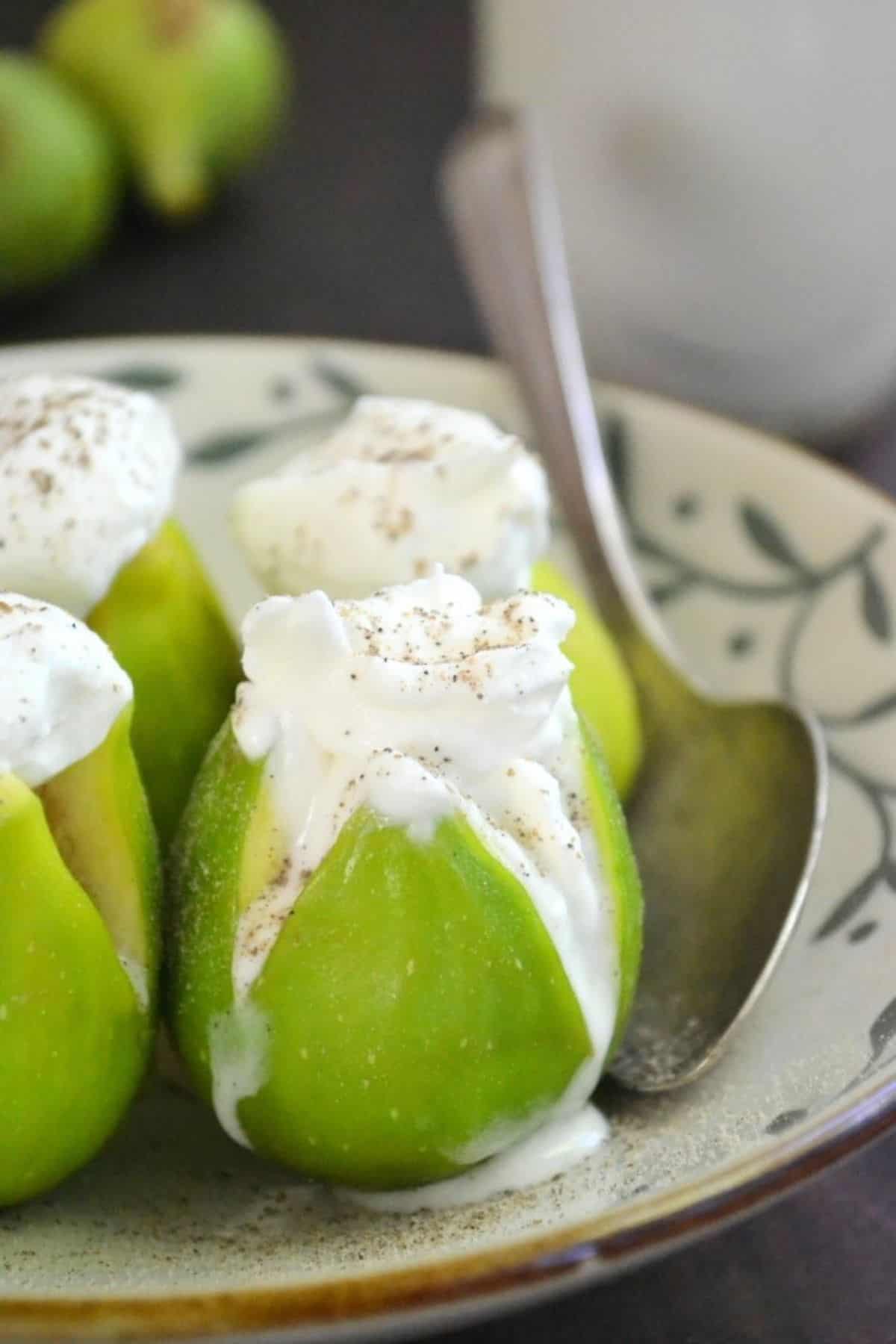 roasted figs stuffed with whipped cream